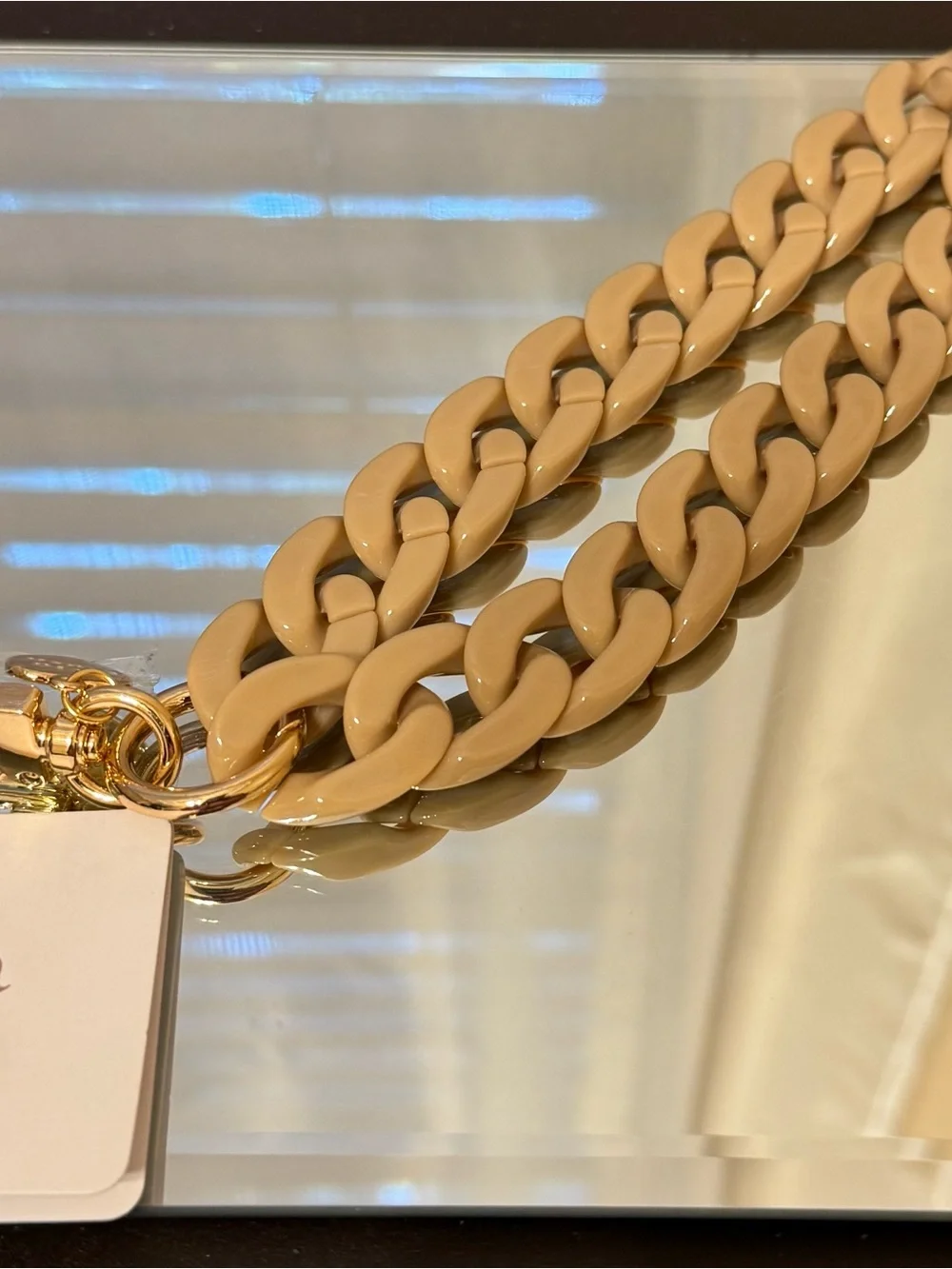 New Beige Chain-Link Phone Wristlet Case